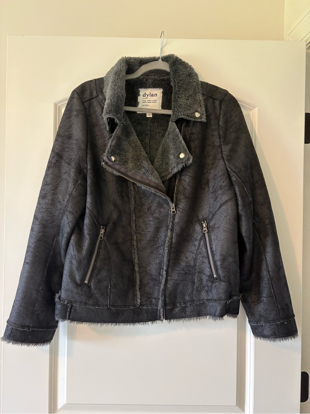 Dylan faux suede and shearling moto jacket